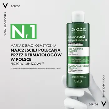 Vichy Dercos K, oczyszczający szampon przeciwłupieżowy, 250 ml