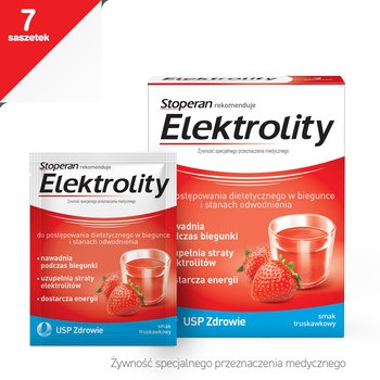 Stoperan, Elektrolity, proszek, smak truskawkowy, 7 saszetek