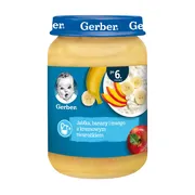Gerber Deser, jabłka, banany i mango z kremowym twarożkiem, 6 m+, 190 g