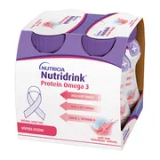 Nutridrink Protein Omega 3, płyn rześki smak truskawkowo-malinowy, 4 x 125 ml