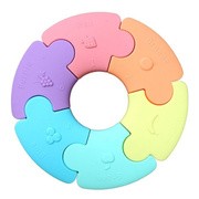 Jellystone Designs, silikonowe puzzle sensoryczne dla niemowlaka, pastelowe kółko, 6 szt.