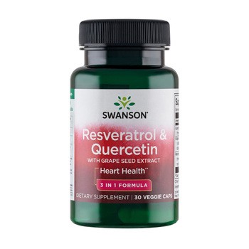Swanson Resveratrol & Quercetin With Grape Seed Extract, kapsułki, 30 szt.