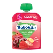 BoboVita, truskawki i wiśnie z bananem, mus, 6 m+, 80 g
