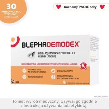 Blephademodex, chusteczki do higieny powiek, 30 szt.