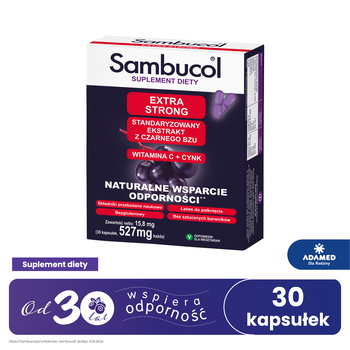 Sambucol Extra Strong, kapsułki dla dorosłych, 30 szt.