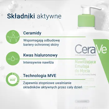 CeraVe, nawilżająca emulsja do mycia dla skóry normalnej i suchej, 236 ml