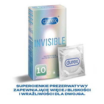 Durex Invisible, prezerwatywa dla większej bliskości, 10 szt.