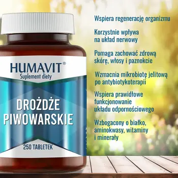 Humavit Drożdże Piwowarskie, tabletki, 250 szt.