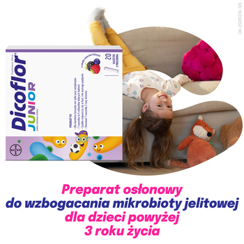 Dicoflor Junior, saszetki z proszkiem, smak owoce leśne, 20 szt.