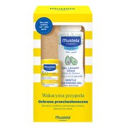 Zestaw Mustela Wakacyjna przygoda, szyft przeciwsłoneczny SPF 50, 9 ml + delikatny żel do mycia z awokado, 100 ml