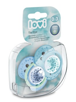 Canpol Lovi, smoczek uspokajający silikonowy dynamiczny, 0-3 m Tie Dye Blue, 2 szt.