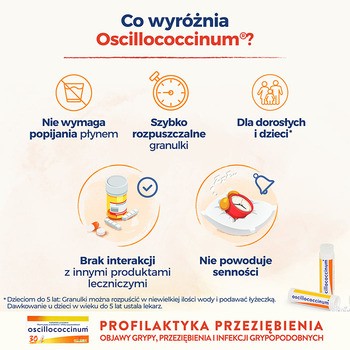 Oscillococcinum na przeziębienie i grypę, granulki, 30 pojemników jednodawkowych po 1 g