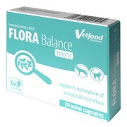 Vetfood Flora Balance mini, synbiotyk wspierający mikroflorę jelitową psów i kotów małych ras, kapsułki, 30 szt. (blister)