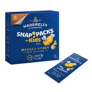 Haddrell's, Manuka Honey, miód manuka, Snap Packs for Kids, UMF5+, MGO83+, 10 x 5 g