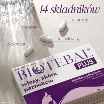 Biotebal PLUS włosy, skóra, paznokcie, tabletki, 40 szt. (30 szt. + 10 szt.)
