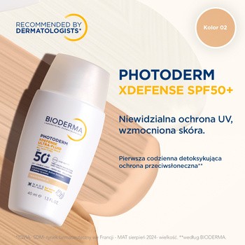 Bioderma Photoderm XDefense Ultra, ochronny ultralekki fluid SPF 50+, odcień 02, 40 ml