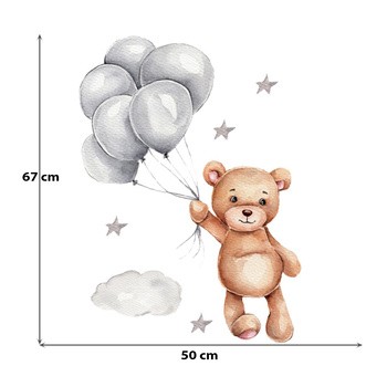 Sipo, Naklejki na ścianę dla dzieci, Miś z balonikami, 1 szt.