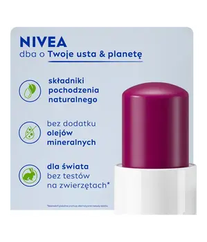 Nivea Blackberry Shine, pielęgnująca pomadka do ust, 4,8 g