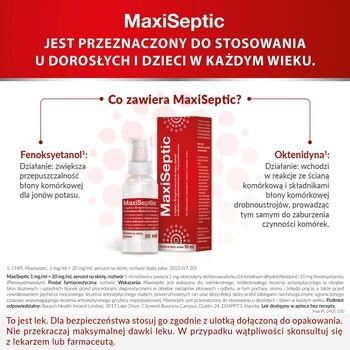 Maxiseptic, 1 mg/ml + 20 mg/ml, aerozol na skórę, 50 ml
