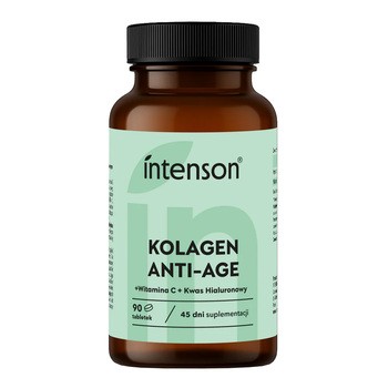 Intenson Kolagen ANTI-AGE + kwas hialuronowy + witamina C, tabletki, 90 szt.