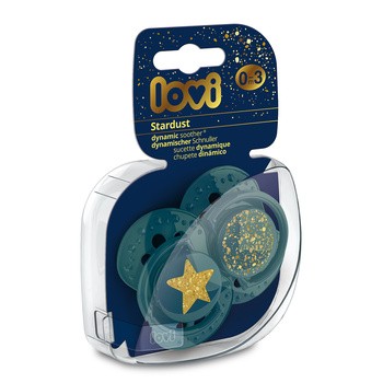 Canpol Lovi Stardust, smoczek silikonowy uspokajający, dynamiczny 0-3 m, zielony, 2 szt.