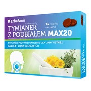 Erbafarm Tymianek z Podbiałem MAX20, pastylki do ssania bez dodatku cukru, 24 szt.
