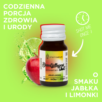 Beautyllagen Shot, płyn, smak jabłko-limonka, 30 ml x 15 szt.