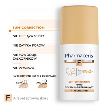 Pharmaceris F, fluid ochronno-korygujący, Sand 02, SPF 50+, 30 ml