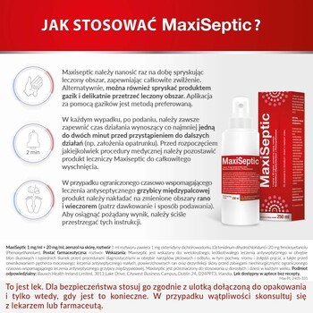 Maxiseptic, 1 mg/ml + 20 mg/ml, aerozol na skórę, 250 ml