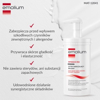 Emolium Intensive Pro, balsam ultra nawilżający, skóra sucha, wrażliwa i atopowa, 500 g