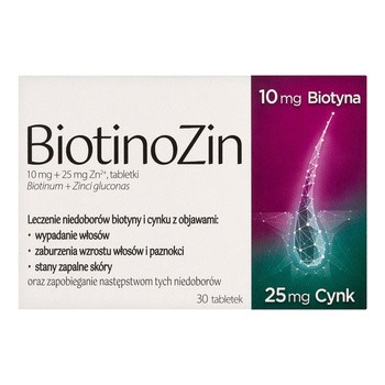 BiotinoZin, 10 mg + 25 mg Zn2+, tabletki, 30 szt.