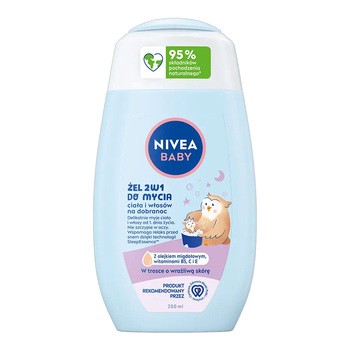 Nivea Baby, żel 2w1 do mycia ciała i włosów na dobranoc, 200 ml