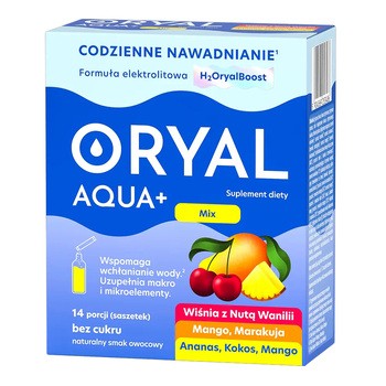 Oryal Aqua+, saszetki z proszkiem, mix smaków, 14 szt.