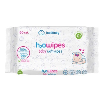 Lab4Baby, H2O Wipes, chusteczki nawilżane dla dzieci, 60 szt.
