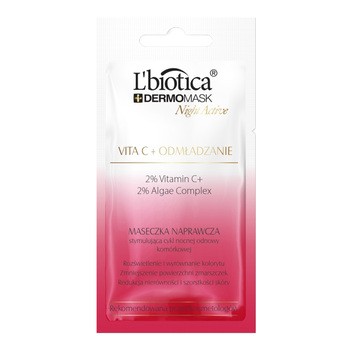 Dermomask Night Active, Vita C+Odmłodzenie, maseczka naprawcza, 12 ml, 1 saszetka