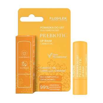 Flos-Lek Prebiotic, Prebiotyczna pomadka do ust, olej karotkowy, 4 g