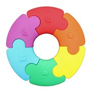 Jellystone Designs, silikonowe puzzle sensoryczne dla niemowlaka, tęczowe kółko, 6 szt.