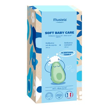 Zestaw Mustela Soft Baby Care, delikatny żel do mycia, 500 ml + delikatny szampon, 500 ml