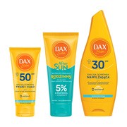 Zestaw DAX Sun, emulsja ochronna twarz i ciało SPF50 travel, 50 ml + nawilżająca emulsja ochronna SPF30, 175 ml + balsam po opalaniu rodzinny z 5% D-pantenol travel, 100 ml