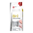 Eveline Total Action Silver Shine, skoncentrowana odżywka do paznokci z drobinkami srebra 8w1, 12 ml