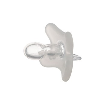 Canpol Babies, smoczek uspokajający 100% silikonowy symetryczny, 0-6 m, biały, 1 szt.