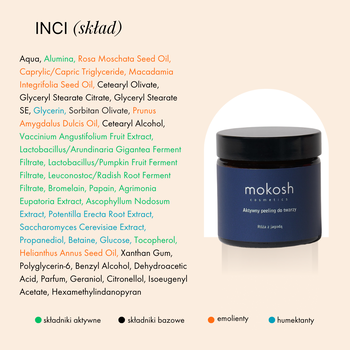 Mokosh aktywny peeling do twarzy, róża z jagodą, 60 ml