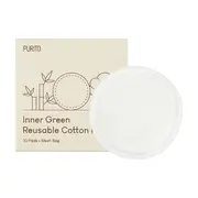 Purito Inner Green Reusable Cotton Rounds, bambusowo-bawełniane wielorazowe płatki kosmetyczne, 10 szt.