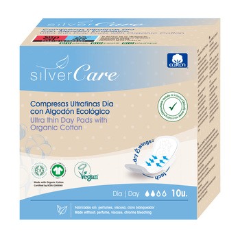 Silver Care, ultracienkie podpaski bawełniane ze skrzydełkami, na dzień, 10 szt.
