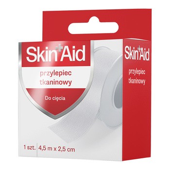 Skin Aid, przylepiec tkaninowy do cięcia, 2,5 cm x 4,5 m, 1 szt.