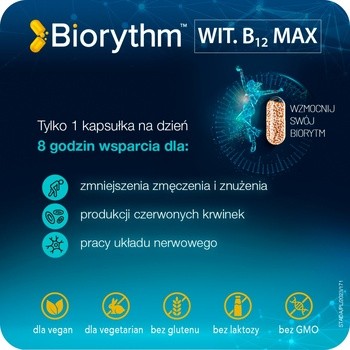 Biorythm Witamina B12 Max, kapsułki o przedłużonym uwalnianiu, 30 szt.