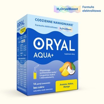 Oryal Aqua+, saszetki z proszkiem, smak ananas-kokos-mango, 14 szt.