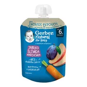 Gerber Natural, Deserek śliwka marchewka, tubka, 6 m+, 80 g