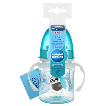 Canpol Easy Start, kubek treningowy, Exotic Animals, niebieski, 120 ml