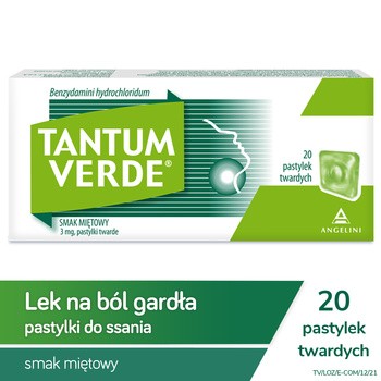 Tantum Verde smak miętowy, 3 mg, pastylki twarde, 20 szt.